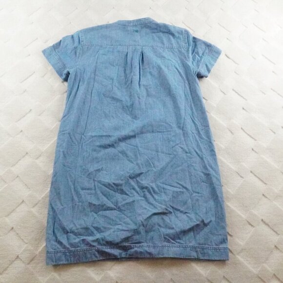 J.Crew Chambray Shirt Dress Womens 8 Blue Short Sleeve 1/4th Button Up - Picture 11 of 12